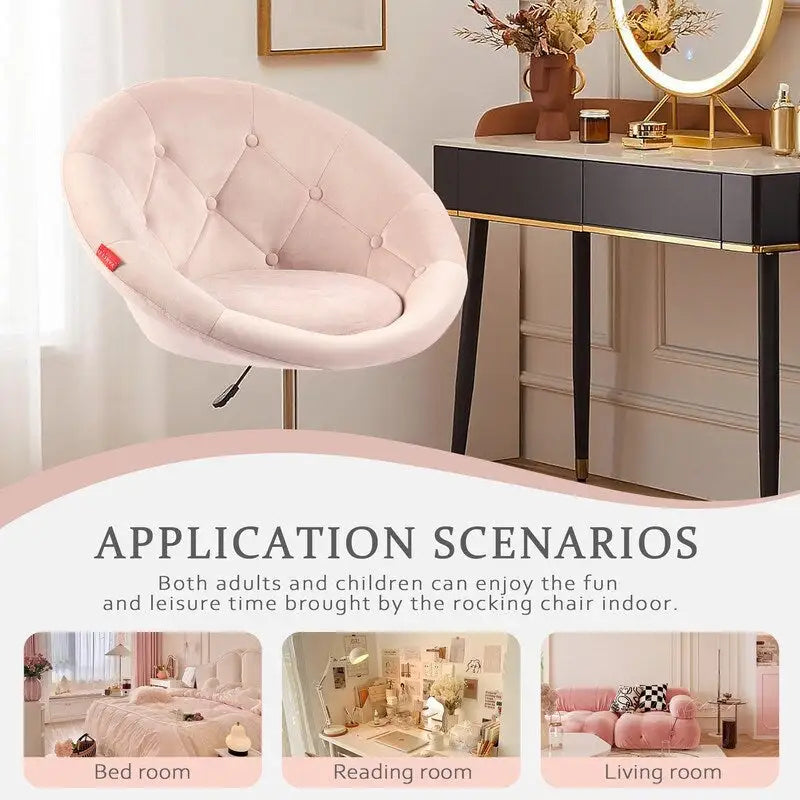 VANITII Accent Chair Swivel Vanity Chair Office Desk Chair Modern Height Adjustable Pink/Grey/White