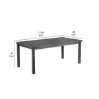 Tavolo da pranzo allungabile Meta 95 pollici, struttura in alluminio grigio, piano in stile doghe