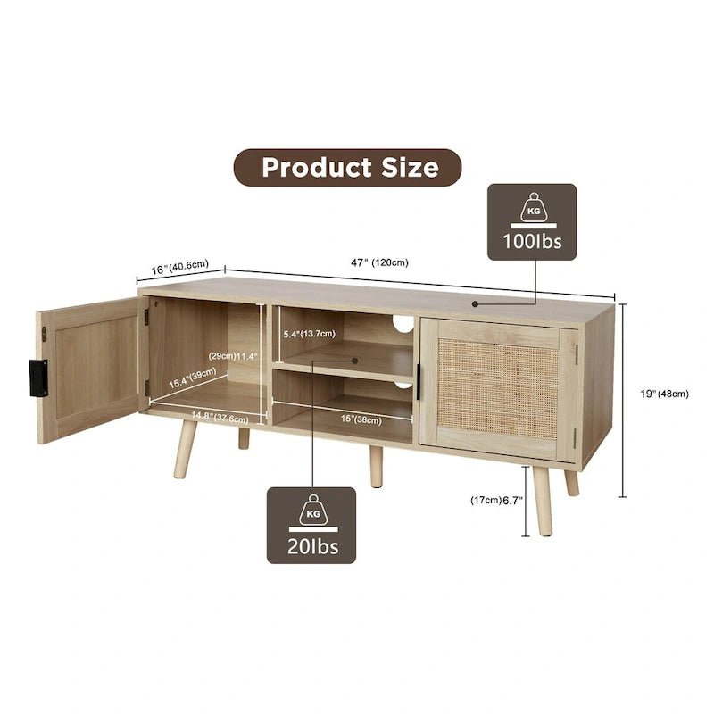 Anmytek 47 Modern TV Stand Entertainment Center Media Console Table for up to 65 TV - 47 inches in width
