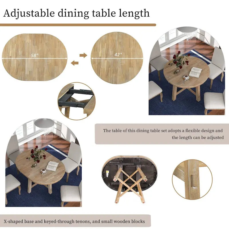 Tavolo da pranzo allungabile rotondo in stile rustico