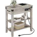 3-Tier Narrow Side Table with Drawer and Storage