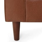 PU Comfy 3-seat Sofa with Wooden Legs for Living Room
