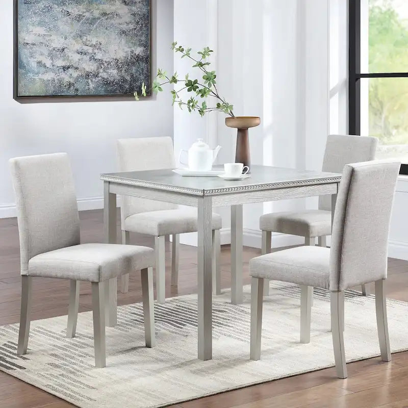 Wooden Dining Square Table Set,Kitchen Table for Small Space,4 Person Dining Table