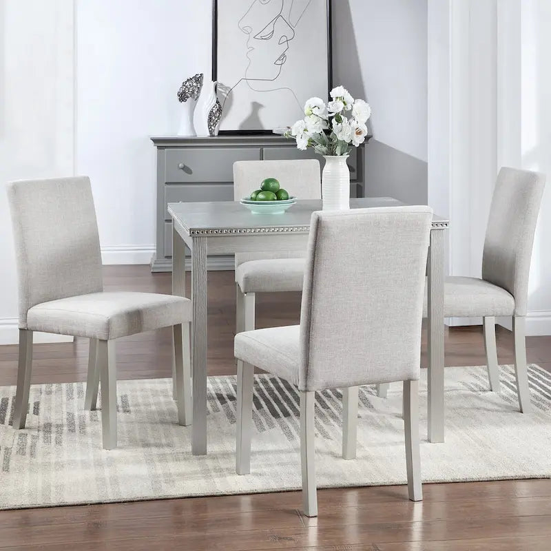 Wooden Dining Square Table Set,Kitchen Table for Small Space,4 Person Dining Table