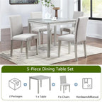 Wooden Dining Square Table Set,Kitchen Table for Small Space,4 Person Dining Table