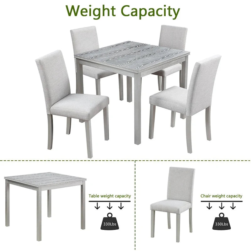 Wooden Dining Square Table Set,Kitchen Table for Small Space,4 Person Dining Table
