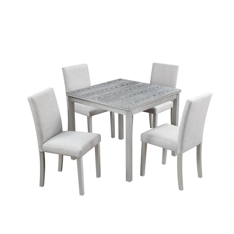 Wooden Dining Square Table Set,Kitchen Table for Small Space,4 Person Dining Table