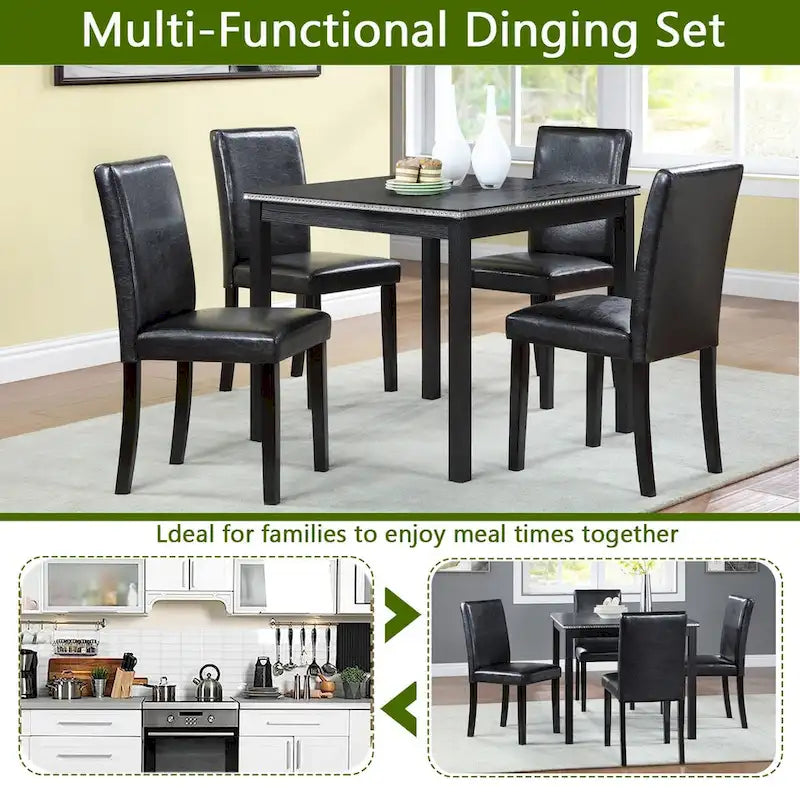 Wooden Dining Square Table Set,Kitchen Table for Small Space,4 Person Dining Table