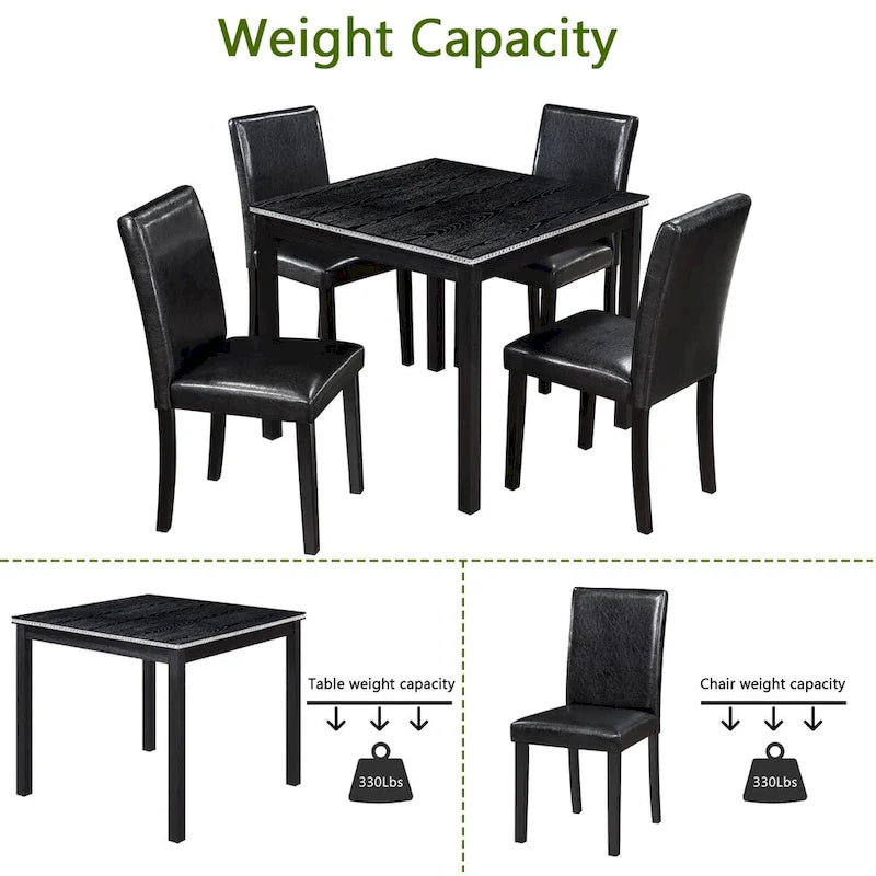 Wooden Dining Square Table Set,Kitchen Table for Small Space,4 Person Dining Table