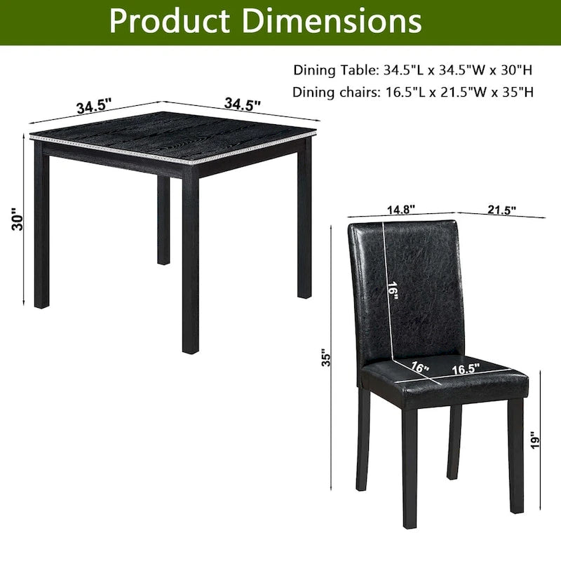 Wooden Dining Square Table Set,Kitchen Table for Small Space,4 Person Dining Table
