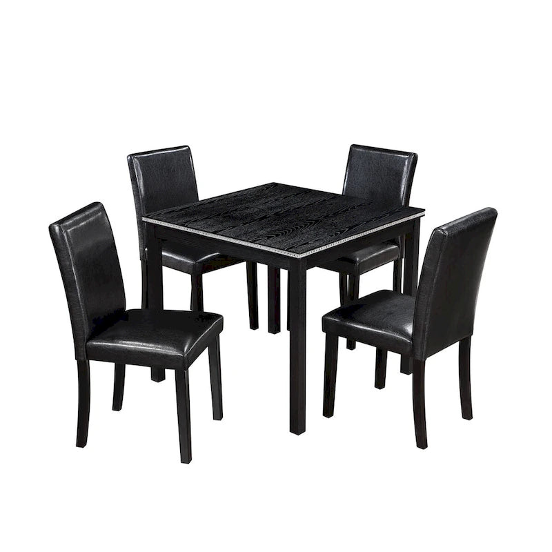 Wooden Dining Square Table Set,Kitchen Table for Small Space,4 Person Dining Table