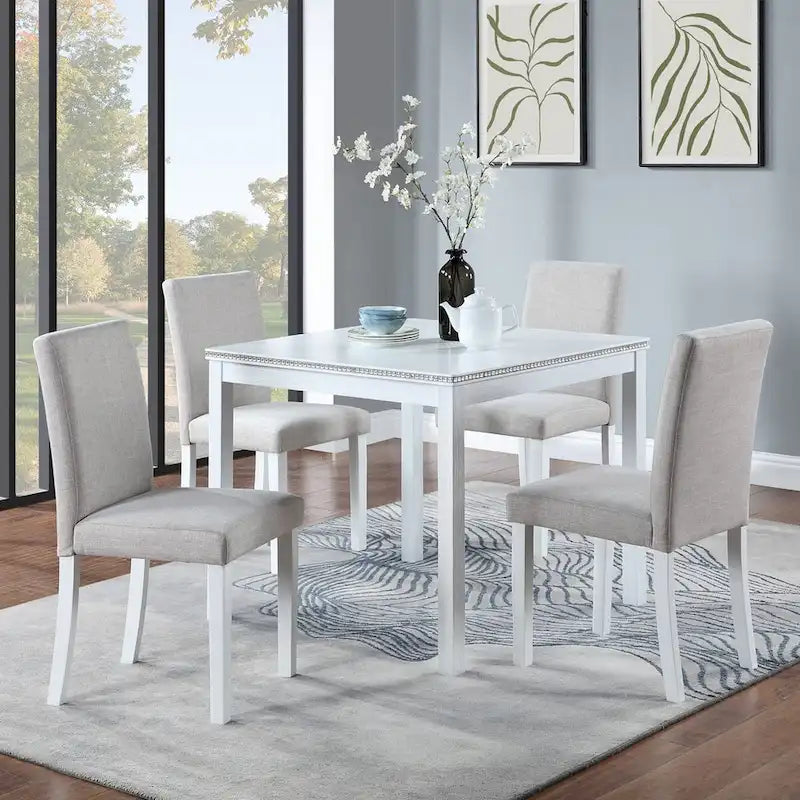 Wooden Dining Square Table Set,Kitchen Table for Small Space,4 Person Dining Table