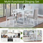 Wooden Dining Square Table Set,Kitchen Table for Small Space,4 Person Dining Table