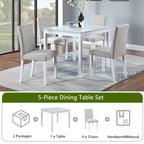 Wooden Dining Square Table Set,Kitchen Table for Small Space,4 Person Dining Table