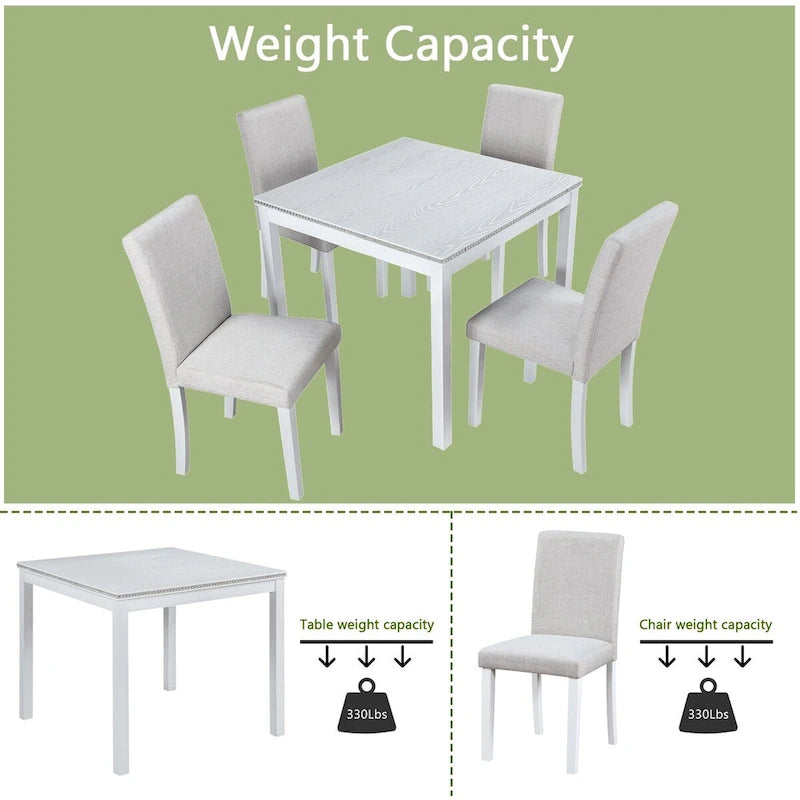 Wooden Dining Square Table Set,Kitchen Table for Small Space,4 Person Dining Table