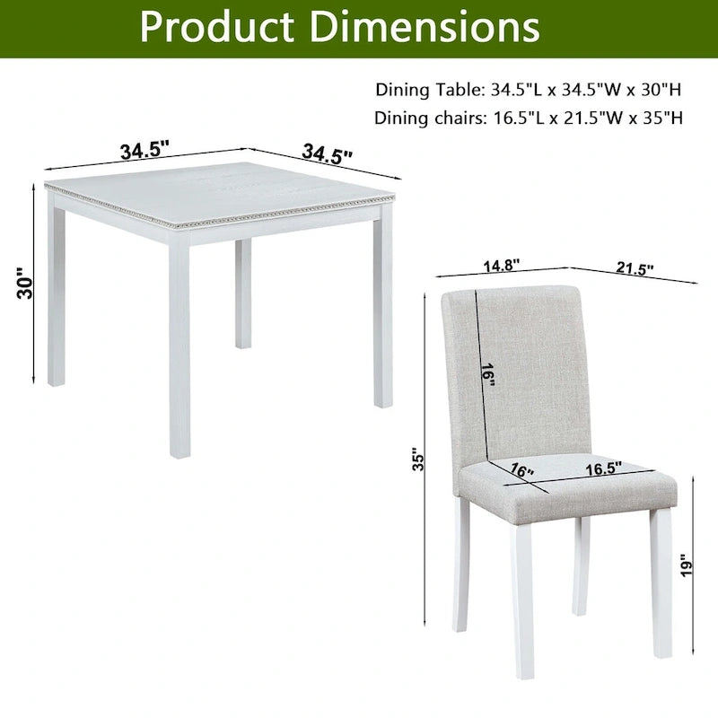 Wooden Dining Square Table Set,Kitchen Table for Small Space,4 Person Dining Table