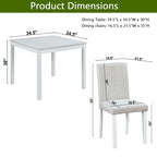 Wooden Dining Square Table Set,Kitchen Table for Small Space,4 Person Dining Table