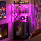 Corner Buffet Bar Cabinet with Top Hutch&Storage Shelves