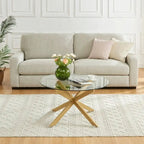 35.4 Round Coffee Table With Glass Top