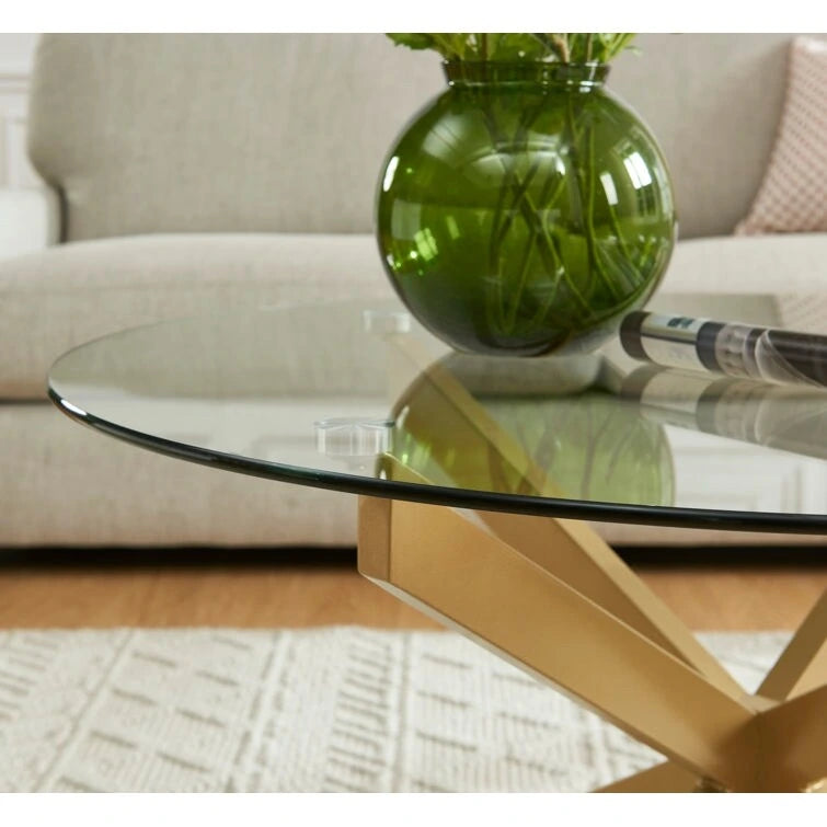 35.4 Round Coffee Table With Glass Top