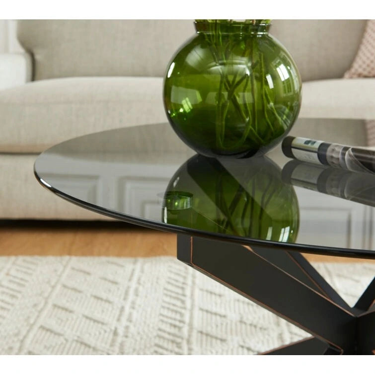 35.4 Round Coffee Table With Glass Top