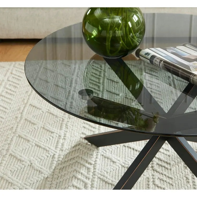 35.4 Round Coffee Table With Glass Top