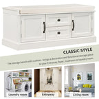 Storage Bench with 2 Drawers and 2 Cabinets