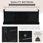 Storage Bench with 2 Drawers and 2 Cabinets