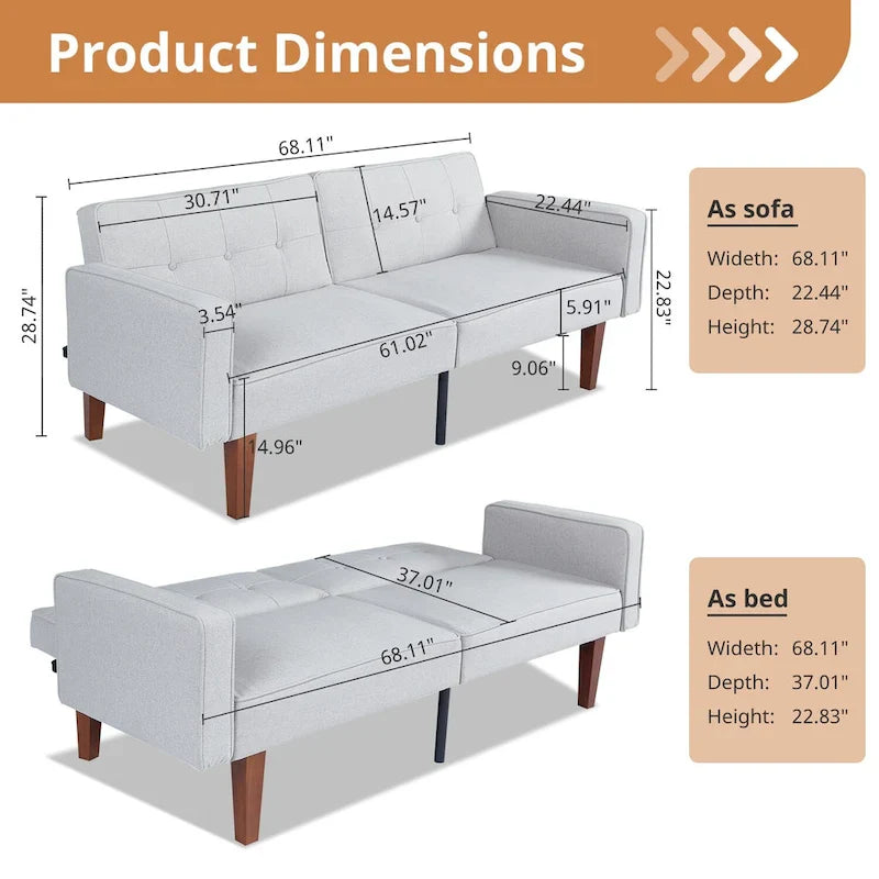 Futon Sofa Bed Memory Foam Couch Sleeper Daybed Foldable Convertible Loveseat