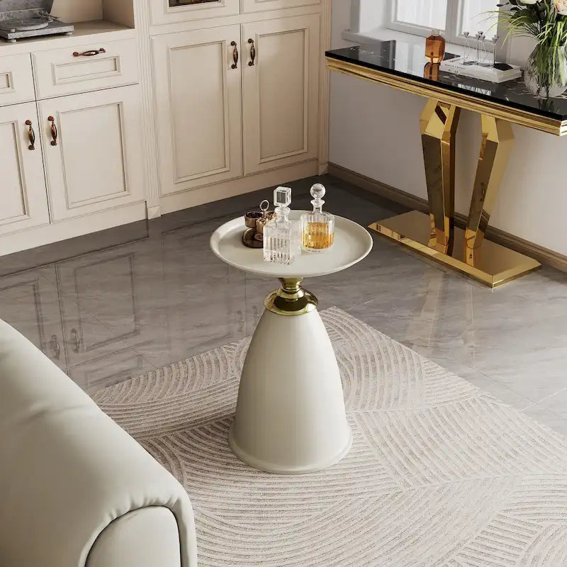 Tavolino di design di lusso in ferro, tavolino rotondo minimalista salvaspazio