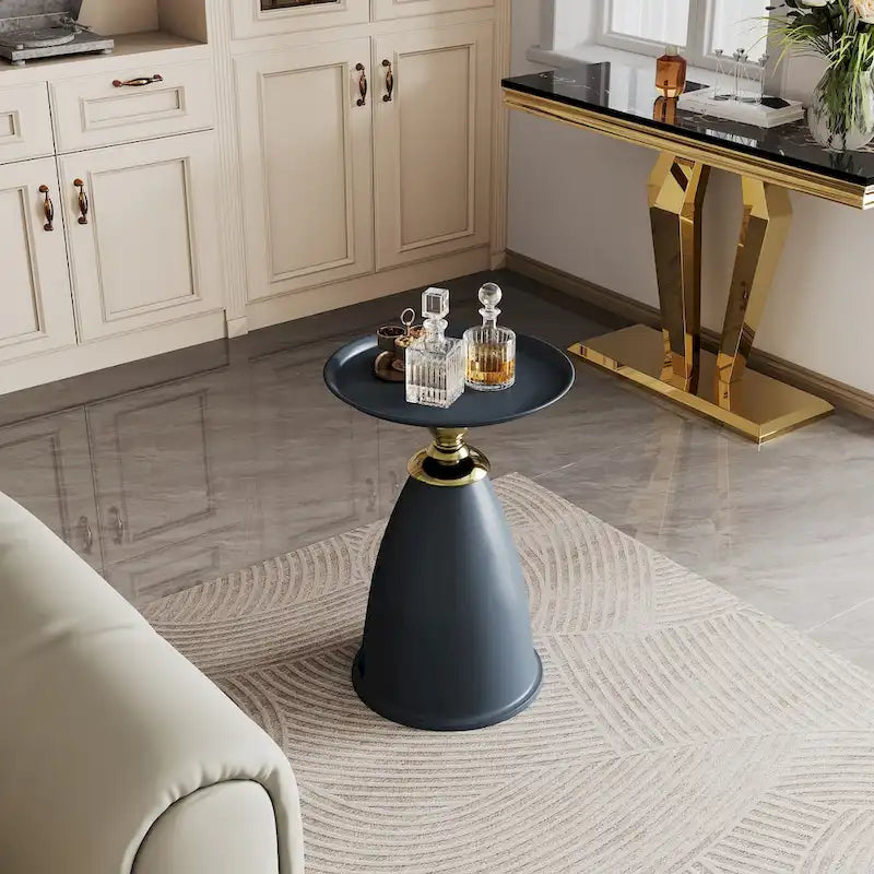 Tavolino di design di lusso in ferro, tavolino rotondo minimalista salvaspazio