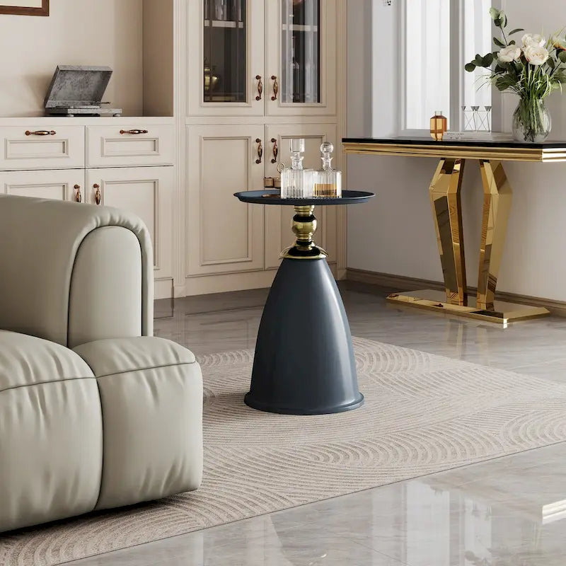 Tavolino di design di lusso in ferro, tavolino rotondo minimalista salvaspazio