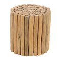 Tavolino D'Appoggio Laterale e d'Accento in Legno di Teak Fatto a Mano con Design a Grappolo di Bastoncini - Marrone - Roche River Decor