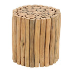 Tavolino D'Appoggio Laterale e d'Accento in Legno di Teak Fatto a Mano con Design a Grappolo di Bastoncini - Marrone - Roche River Decor