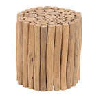 Tavolino D'Appoggio Laterale e d'Accento in Legno di Teak Fatto a Mano con Design a Grappolo di Bastoncini - Marrone - Roche River Decor