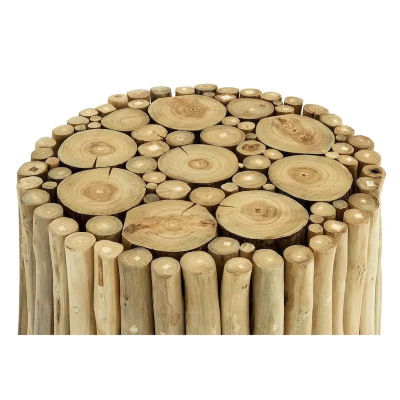 Tavolino D'Appoggio Laterale e d'Accento in Legno di Teak Fatto a Mano con Design a Grappolo di Bastoncini - Marrone - Roche River Decor