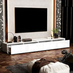 Contemporary TV Console - Storage Cabinet, White Media Stand