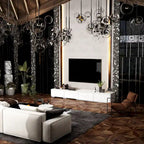 Contemporary TV Console - Storage Cabinet, White Media Stand