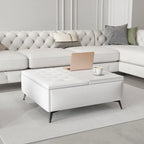 35 inch Wide Square Storage Benches Coffee Table with Lift Top Oversized Storage Ottoman in Upholstered