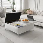 35 inch Wide Square Storage Benches Coffee Table with Lift Top Oversized Storage Ottoman in Upholstered