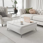 35 inch Wide Square Storage Benches Coffee Table with Lift Top Oversized Storage Ottoman in Upholstered