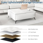 35 inch Wide Square Storage Benches Coffee Table with Lift Top Oversized Storage Ottoman in Upholstered