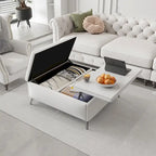 35 inch Wide Square Storage Benches Coffee Table with Lift Top Oversized Storage Ottoman in Upholstered
