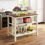 Set da pranzo in legno massello rustico a 3 pezzi con tavolo da macellaio da 45 pollici
