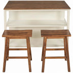 Set da pranzo in legno massello rustico a 3 pezzi con tavolo da macellaio da 45 pollici