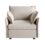 Pillow Edge Beige Fabric Sectional Sofa, 1-Seater