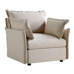 Pillow Edge Beige Fabric Sectional Sofa, 1-Seater