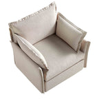 Pillow Edge Beige Fabric Sectional Sofa, 1-Seater