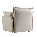 Pillow Edge Beige Fabric Sectional Sofa, 1-Seater