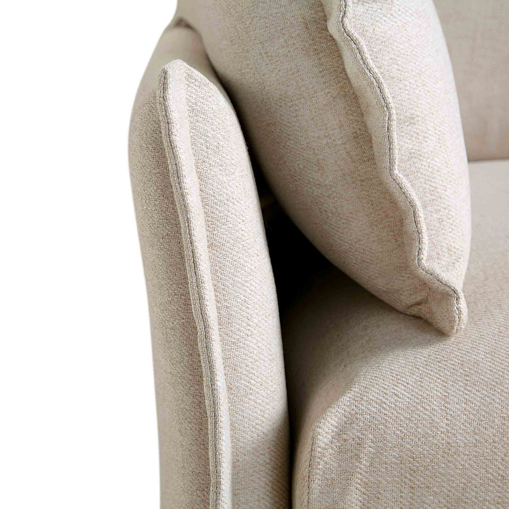 Pillow Edge Beige Fabric Sectional Sofa, 1-Seater